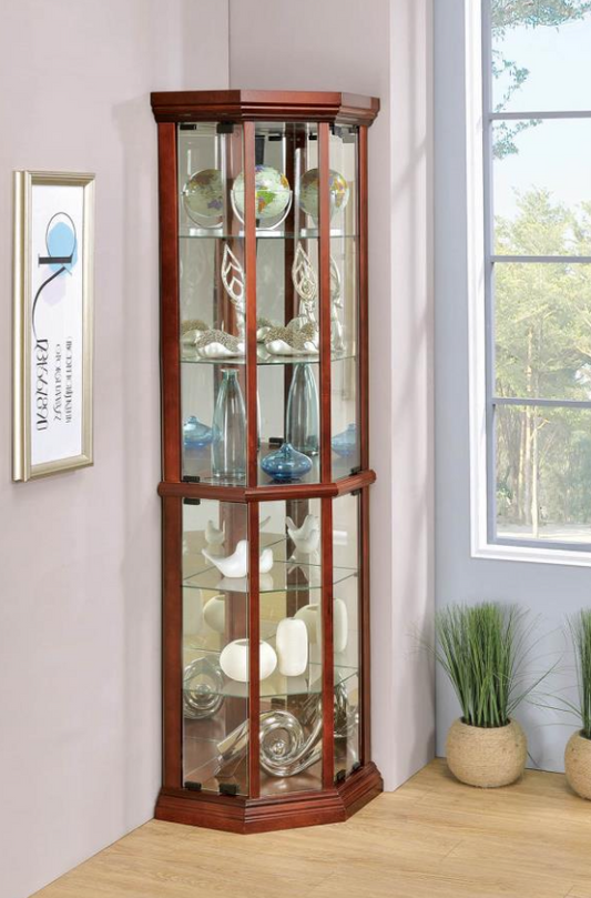 Appledale 6-shelf Corner Curio Cabinet Medium Brown