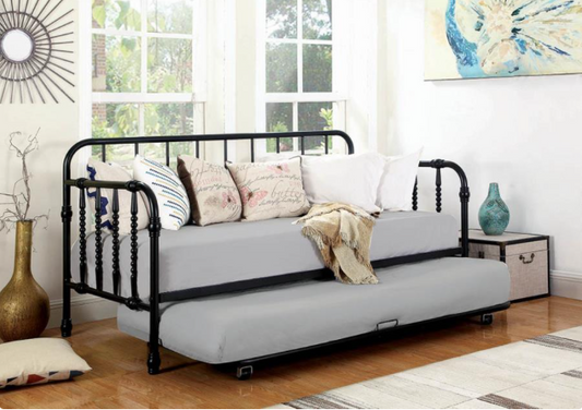 Marina Twin Daybed & Trundle Set with Bobbin Details - Black