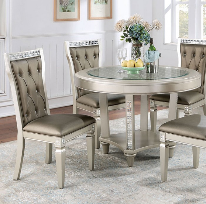 Adelina 5 Piece Round Glam Dining Set