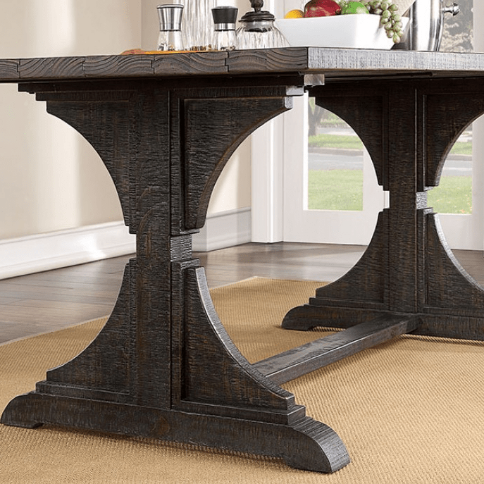 Leonidas Rustic 7-Piece Solid Wood Dining Set - Black