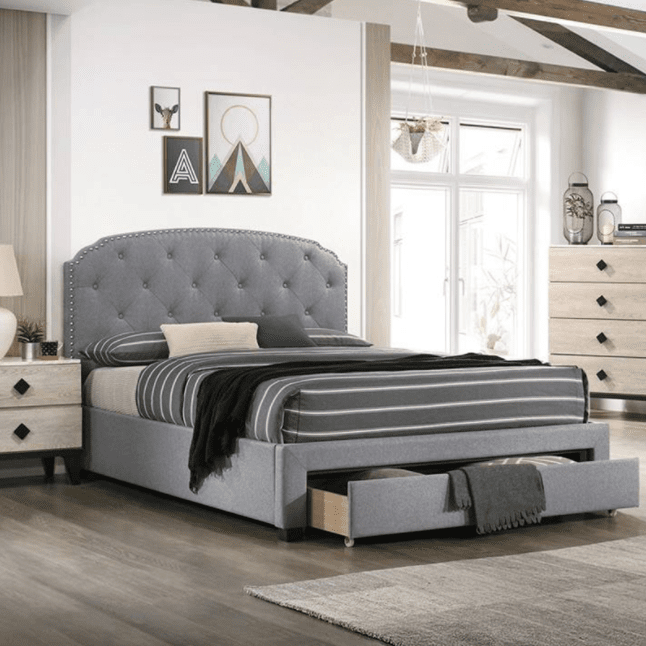 Amsher Contemporary Upholstered Full Storage Bed - Charcoal