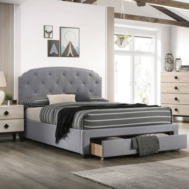Amsher Contemporary Upholstered Twin Storage Bed - Charcoal