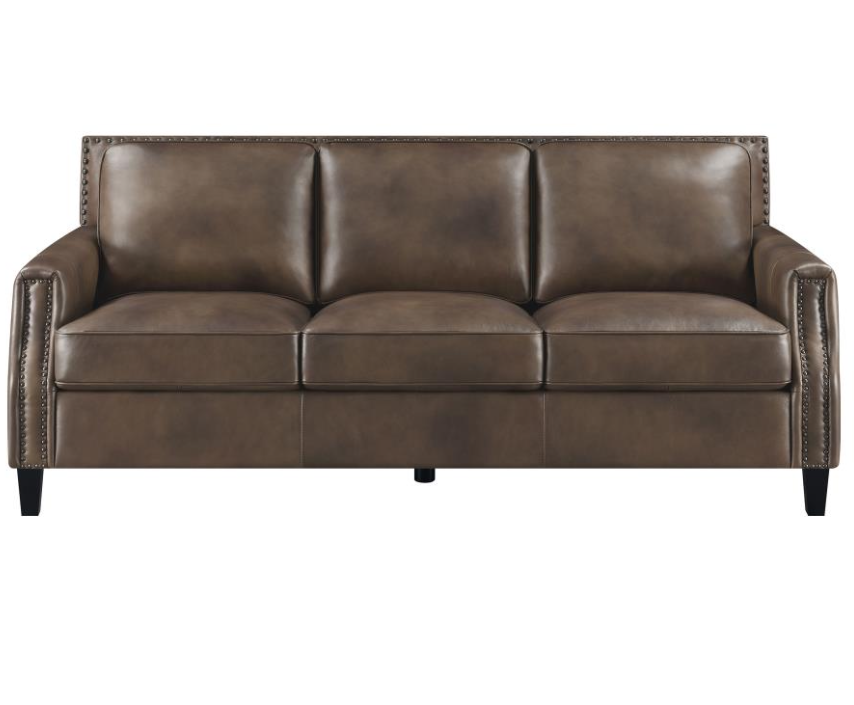 Leaton Mottled Top Grain Brown Leather Sofa & Loveseat Set