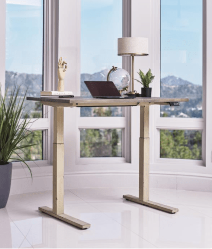 Myers Adjustable Height Standing Desk Weathered Pine and Antique Ivory