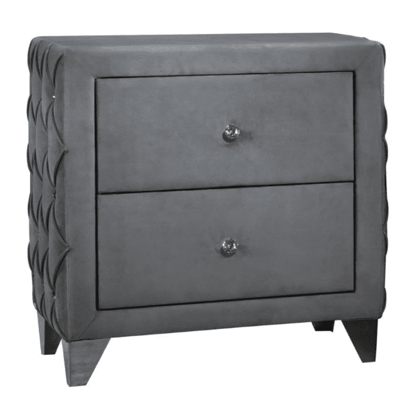 Sandboard 2-drawer Button Tufted Nightstand Grey Set of 2