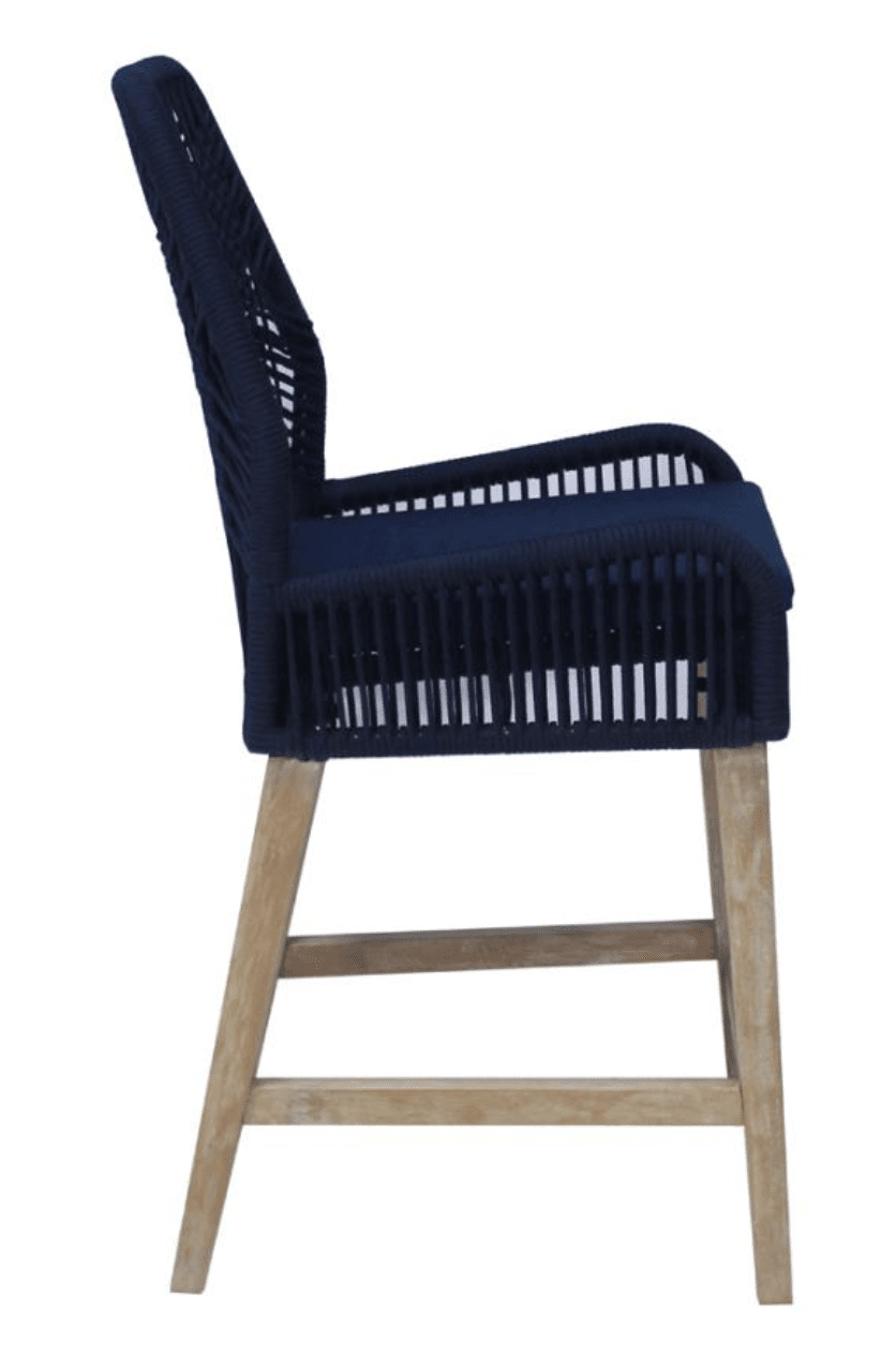 Nakia Woven Rope Back Counter Height Stools Set Of 2 - Navy