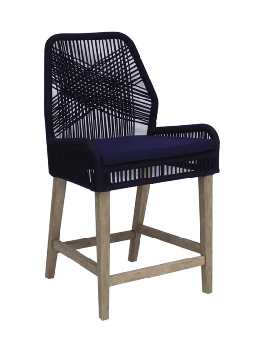 Nakia Woven Rope Back Counter Height Stools Set Of 2 - Navy