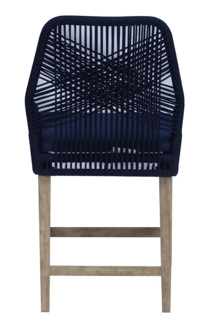 Nakia Woven Rope Back Counter Height Stools Set Of 2 - Navy