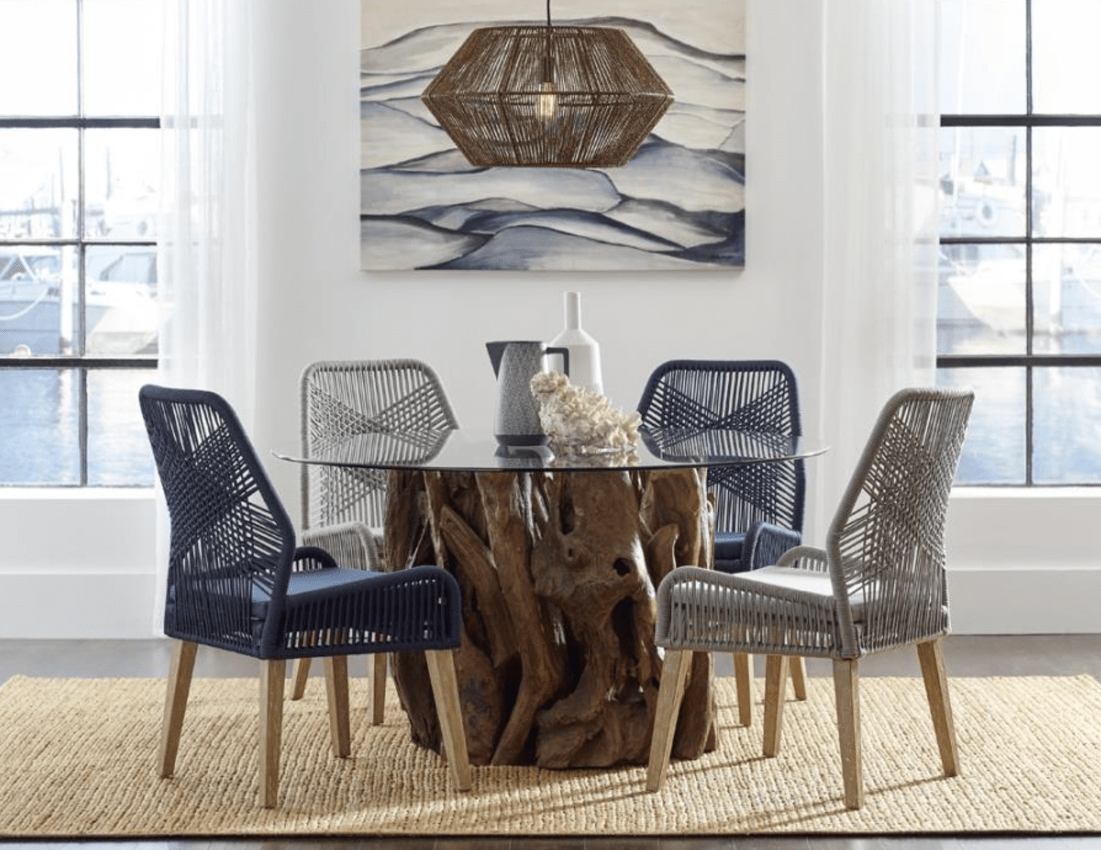 Nakia Woven Back Side Chairs Grey Set Of 2 - Navy