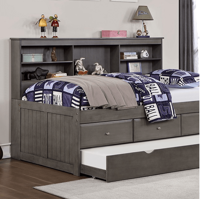 Tibalt Twin Bookcase Daybed with Trundle Storage Drawers Dark