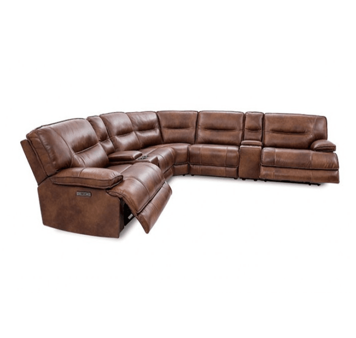 Louella Top Grain Leather Power Sectional - Rustic Brown