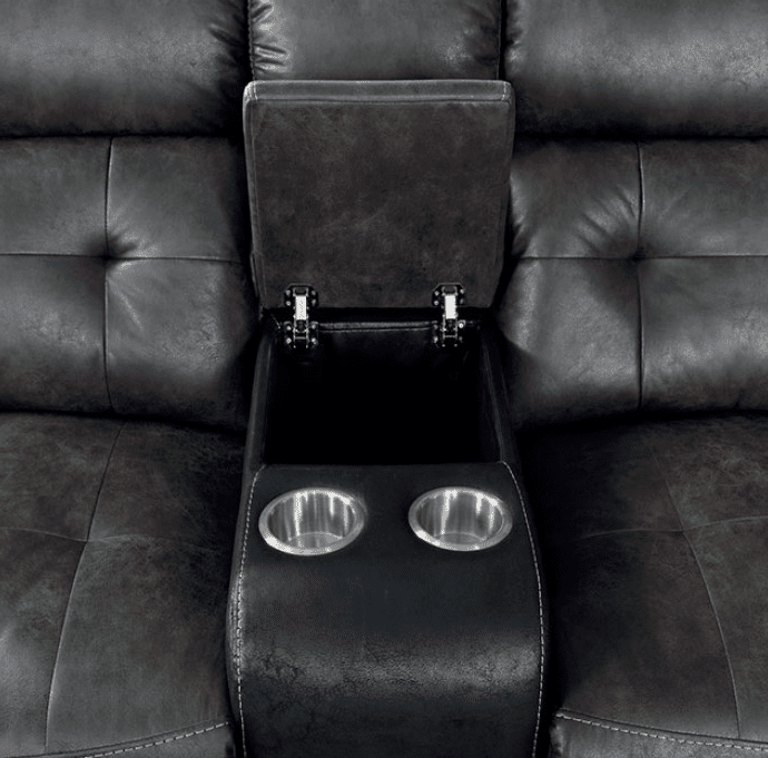 Brooklane Transitional 2-Tone Power Sectional - Gray & Black