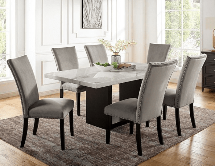 Kian Transitional Velvet Dining Chair - Gray & Black Set of 2