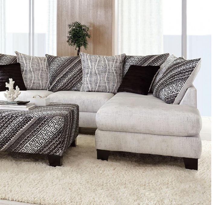 Eimear Transitional Suede Sectional - Off White