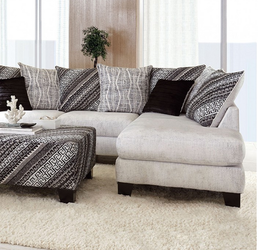 Eimear Transitional Suede Sectional - Off White