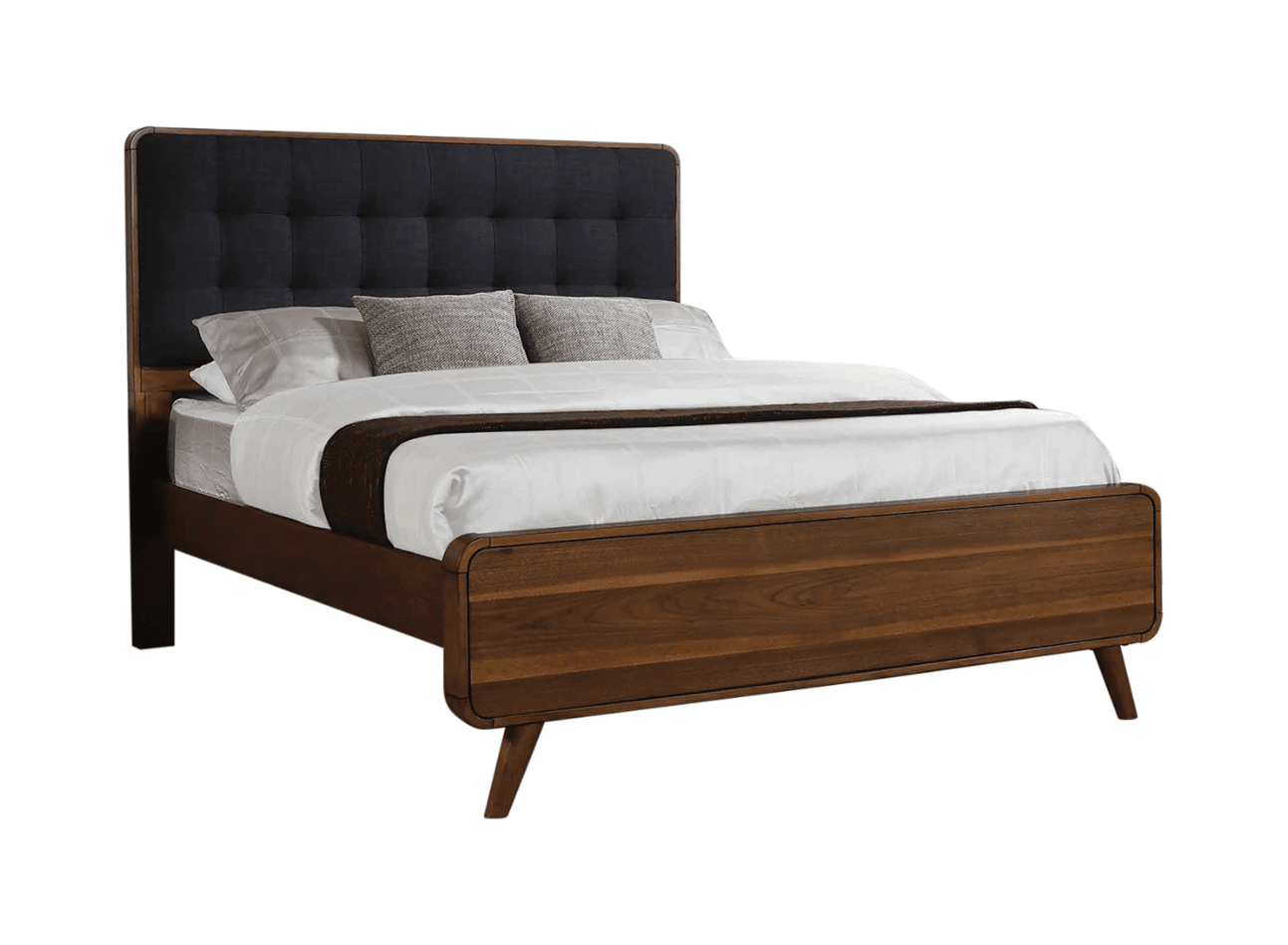 Milton Queen Bedroom Set With Upholstered Tufted Headboard - Dark Walnut