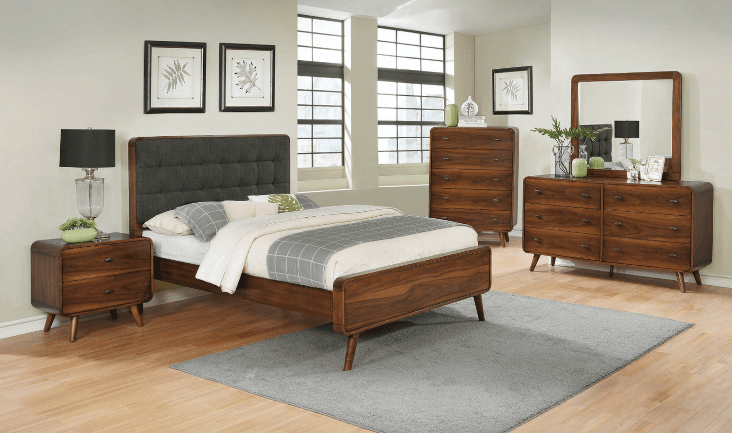 Milton King Bedroom Set With Upholstered Tufted Headboard - Dark Walnut