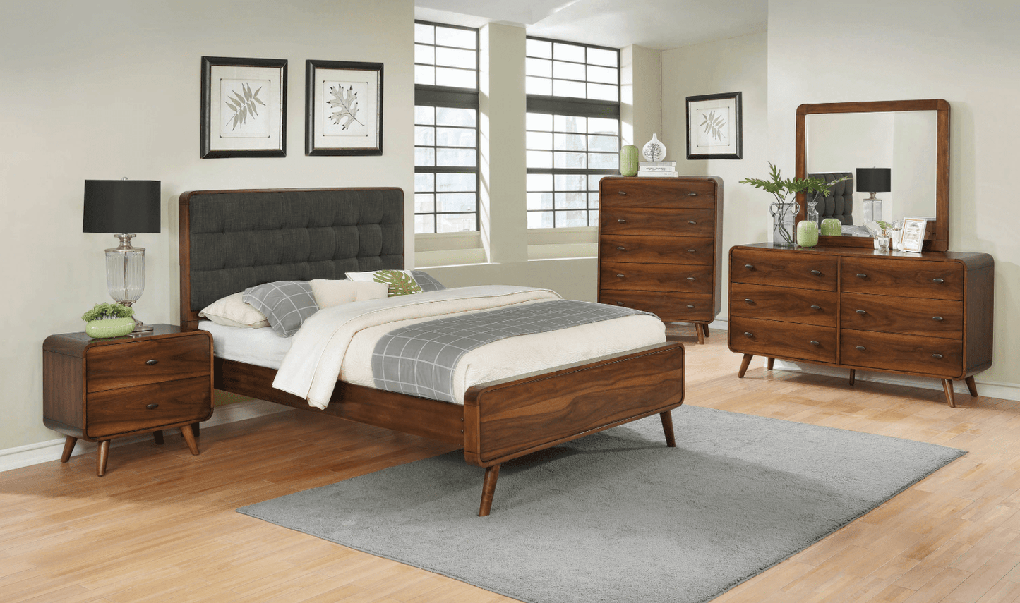 Milton Queen Bedroom Set With Upholstered Tufted Headboard - Dark Walnut