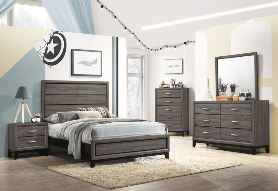 Watson Transitional Full Panel Bedroom Set - Grey Oak
