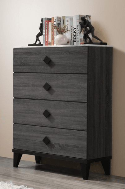 Amsher 4-Drawer Chest with Faux Marble Top