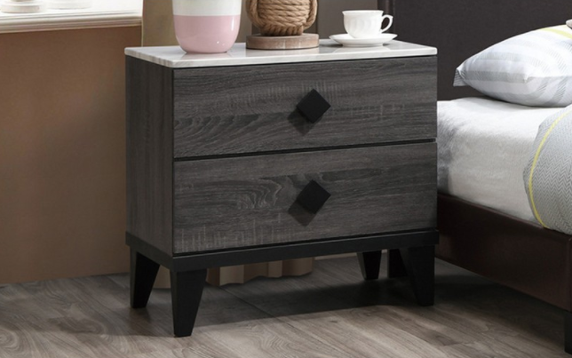 Amsher 2-Drawer Nightstand with Faux Marble Top