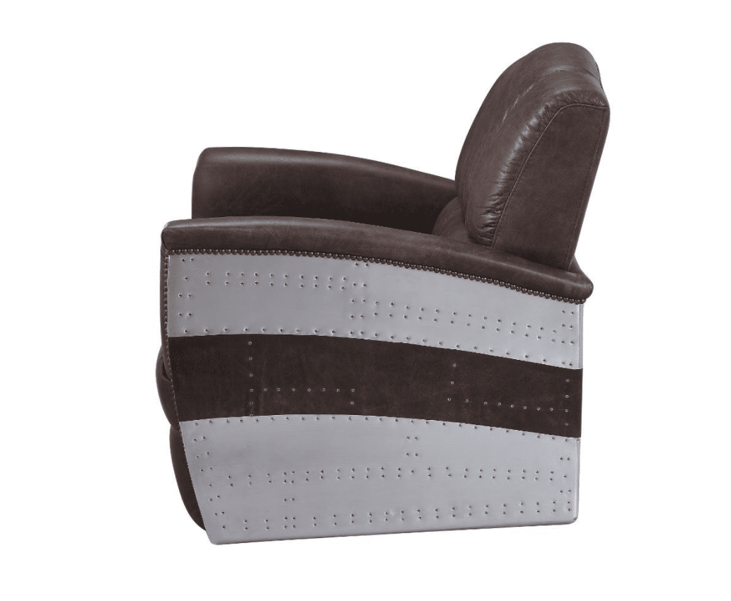 ACME Brancaster Club Chair - 59716 - Retro Brown Top Grain Leather & Aluminum