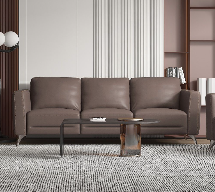Malaga Italian Leather Sofa - Taupe
