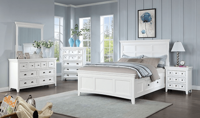 Castile Transitional Solid Wood Queen Bedroom Set - White