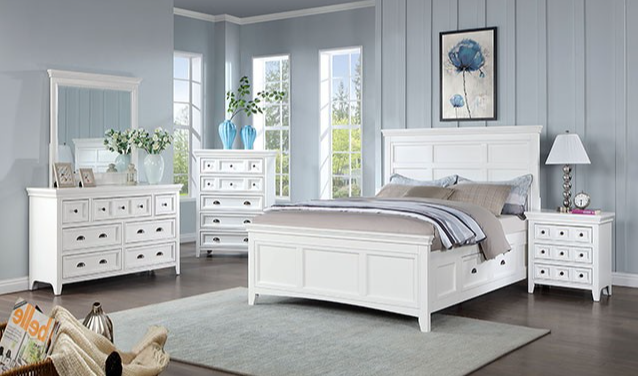 Castile Transitional Solid Wood Queen Bed - White