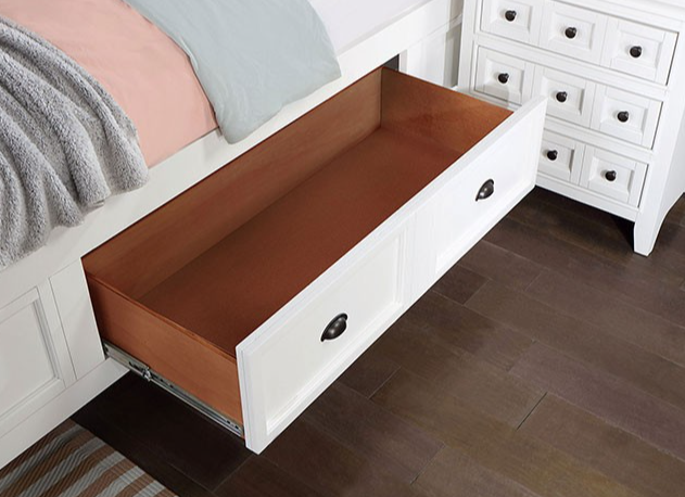 Castile Transitional Solid Wood Queen Bed - White