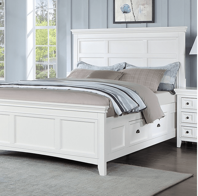 Castile Transitional Solid Wood King Bed - White