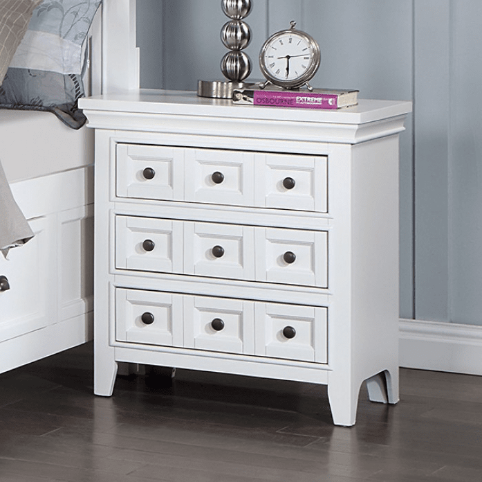 Castile Transitional Solid Wood Full Bed - White
