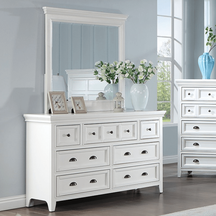 Castile Transitional Solid Wood Queen Bedroom Set - White