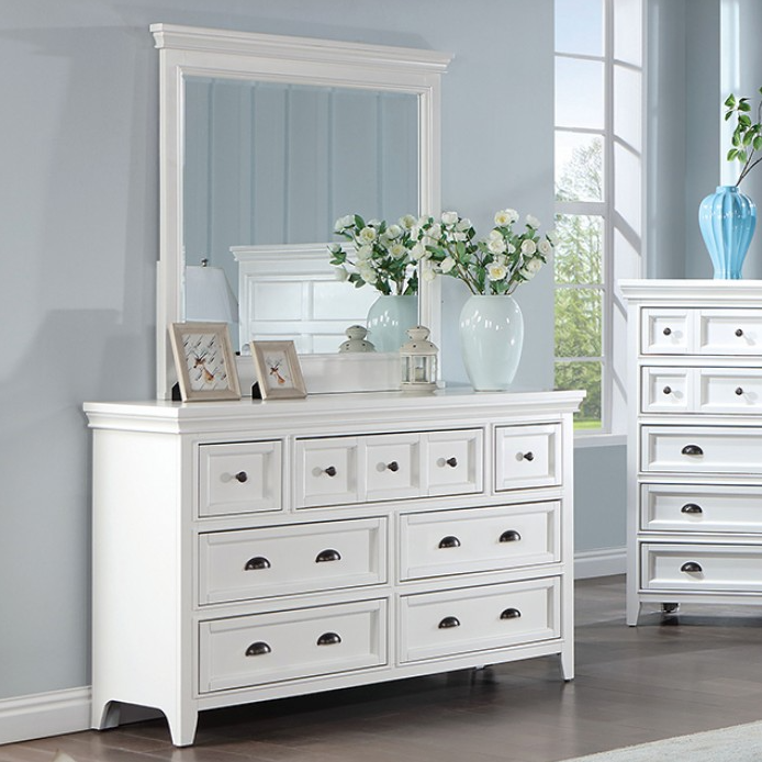 Castile Transitional Solid Wood Queen Bed - White
