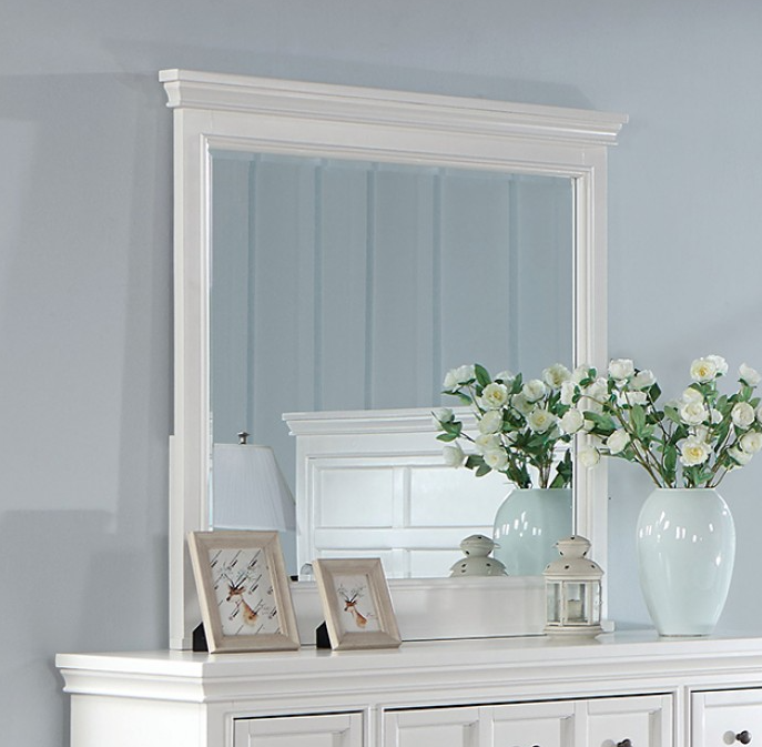 Castile Transitional Solid Wood Queen Bed - White