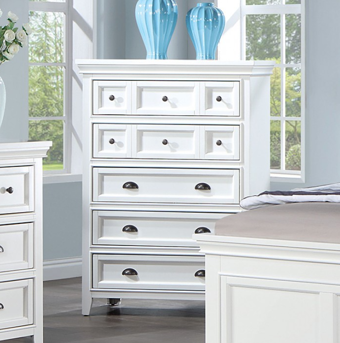 Castile Transitional Solid Wood Queen Bed - White