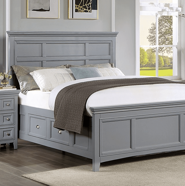 Castile Transitional Solid Wood Queen Bedroom Set - Gray