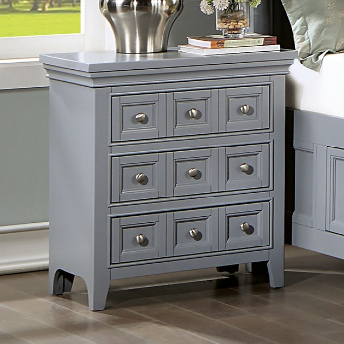 Castile Transitional 3-Drawer Nightstand - Gray