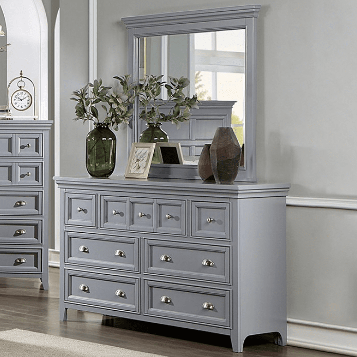 Castile Transitional Solid Wood Queen Bedroom Set - Gray