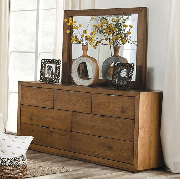 Leirvik Transitional Solid Wood Dresser - Light Walnut