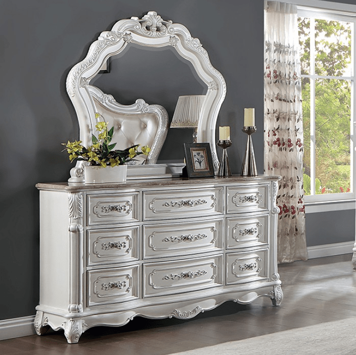 Rosalind Traditional 9-Drawer Dresser - Pearl White