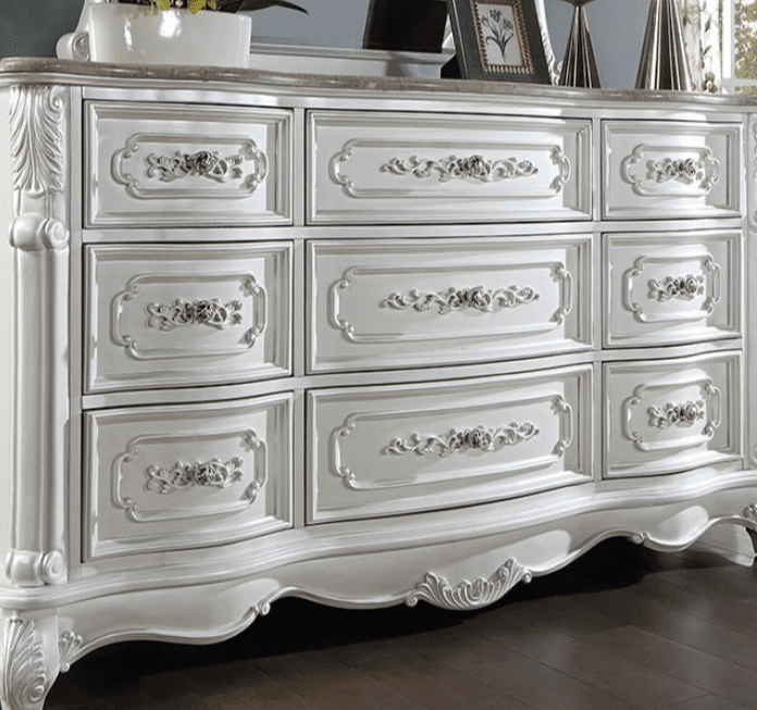 Rosalind Traditional 9-Drawer Dresser - Pearl White