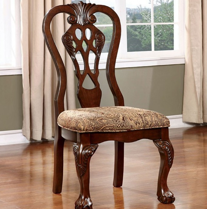 Elana Traditional Dining Side Chair Set of 2 - Brown Cherry
