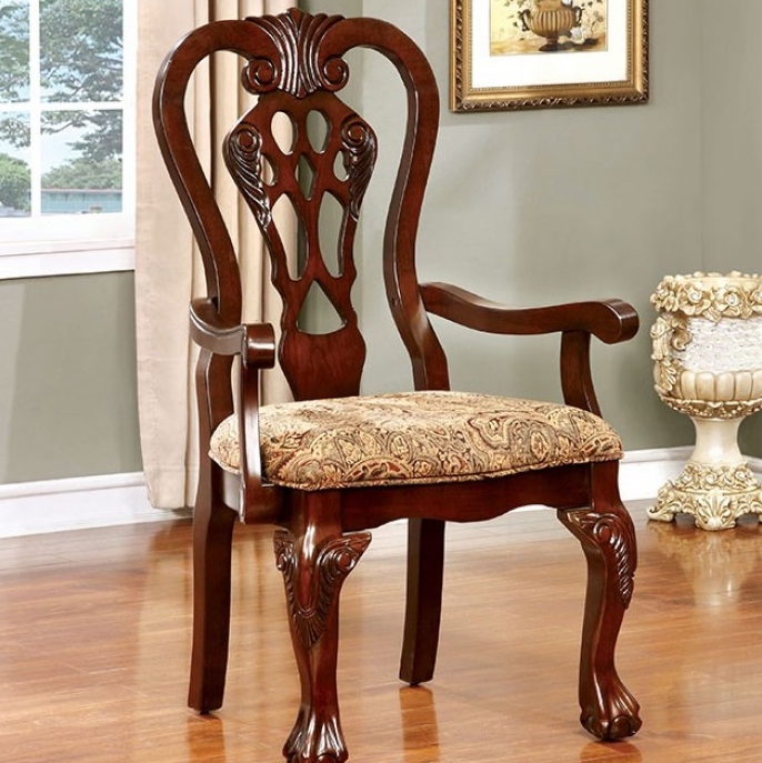 Elana Traditional Dining Arm Chair Set of 2 - Brown Cherry