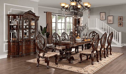 Normandy Traditional Double Pedestal Dining Table - Brown Cherry