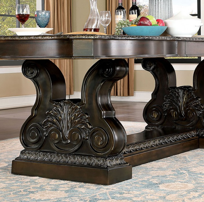 Lombardy Solid Wood Trestle Base Dining Table - Walnut