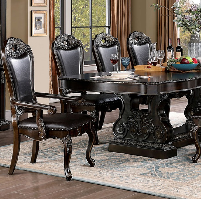 Lombardy Solid Wood Trestle Base Dining Table - Walnut