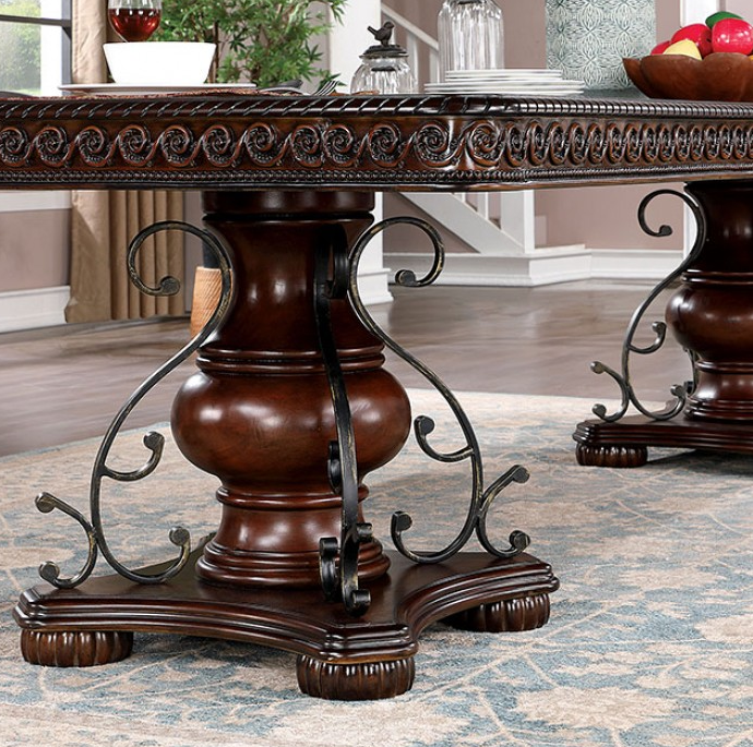 Picardy Traditional Double Pedestal Table - Brown Cherry