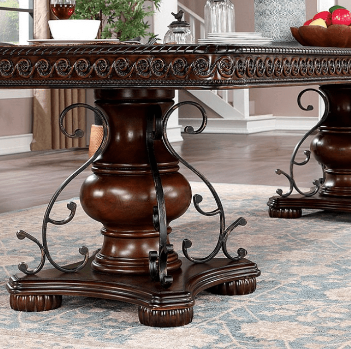 Picardy 9-Piece Traditional Double Pedestal Table - Brown Cherry