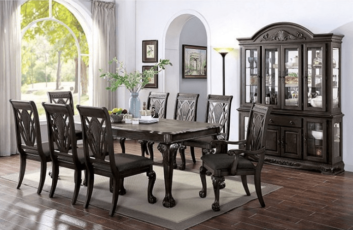 Petersburg Traditional 9-Piece Dining Set - Dark Gray